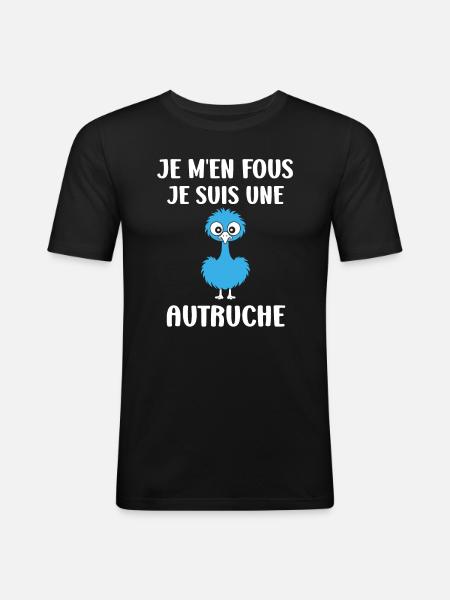 Humour autruche - T-shirt près du corps Homme - noir