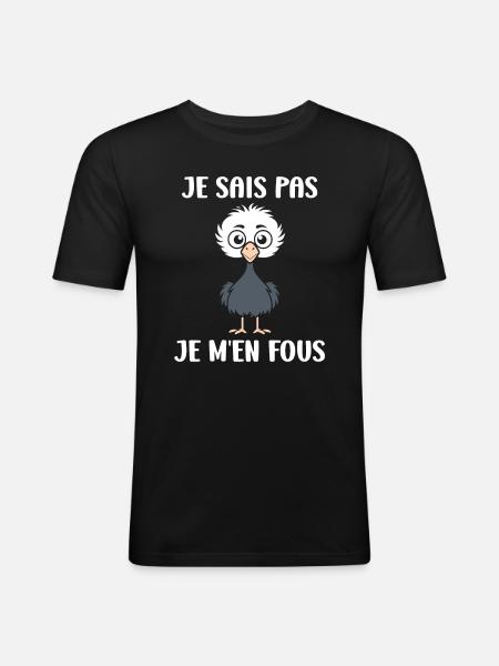 Citation autruche - T-shirt près du corps Homme - noir