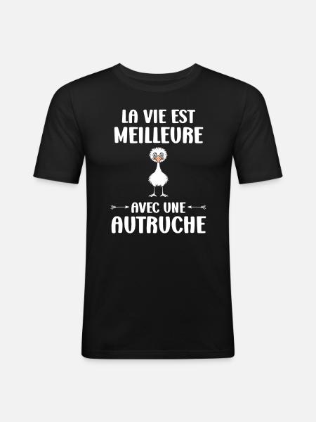 Humorous Ostrich Quote - Men's Slim Fit T-Shirt - black