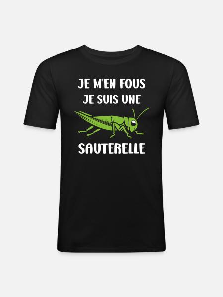 Insecte humour Sauterelle - T-shirt près du corps Homme - noir