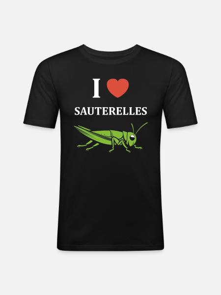 Insecte humour Sauterelle - T-shirt près du corps Homme - noir
