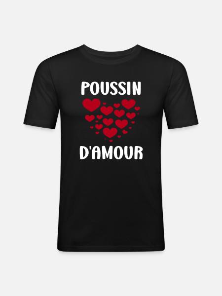 Poussin - T-shirt près du corps Homme - noir