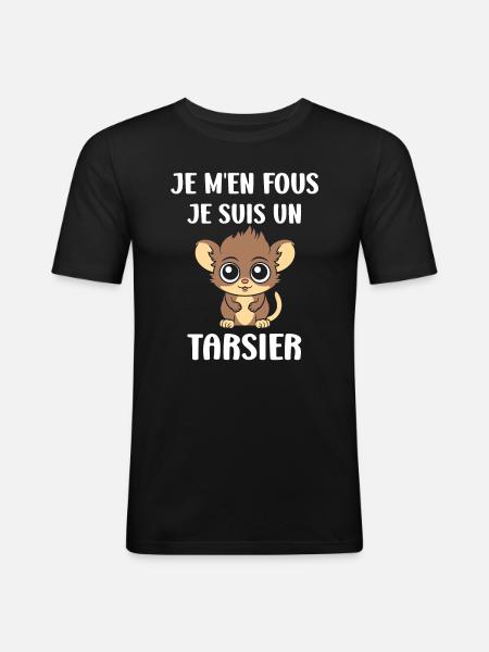 Humour tarsier - T-shirt près du corps Homme - noir