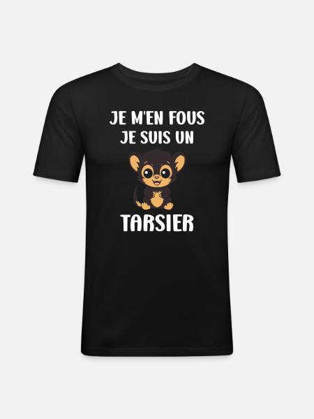 Humour tarsier - T-shirt près du corps Homme - noir