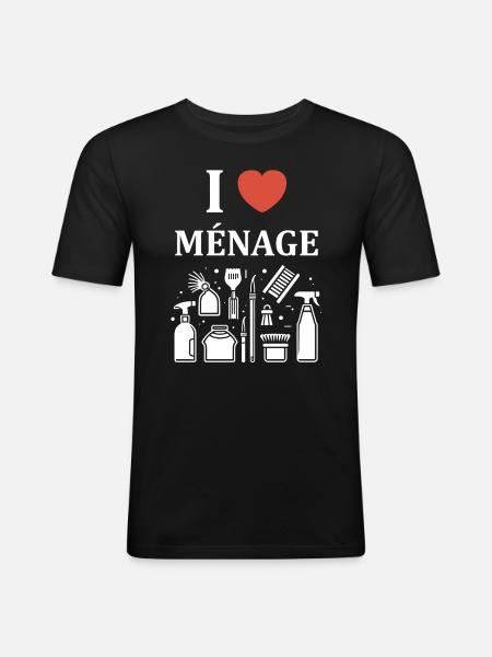 Humou ménage - T-shirt près du corps Homme - noir