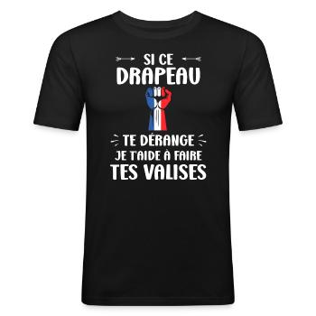 Patriotic French Flag - Men's Slim Fit T-Shirt - black - Front - Nik (191cm)
