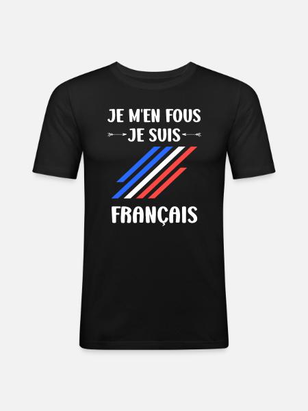 Je suis français - T-shirt près du corps Homme - noir