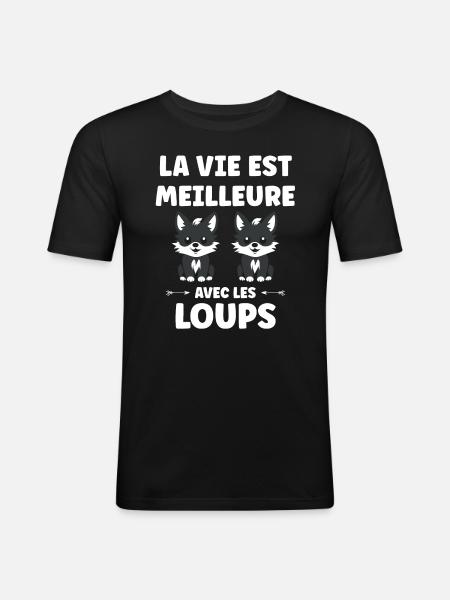 Humour loup - T-shirt près du corps Homme - noir