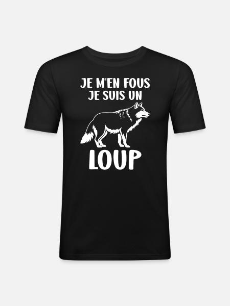 Humour loup - T-shirt près du corps Homme - noir