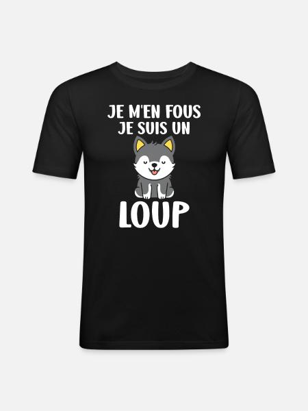 Humour loup - T-shirt près du corps Homme - noir