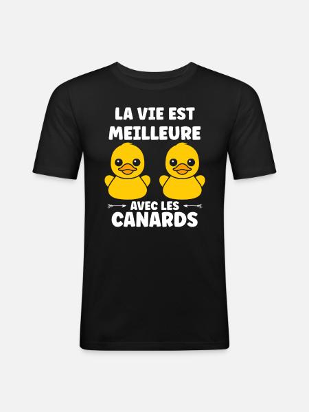 humour canard - T-shirt près du corps Homme - noir