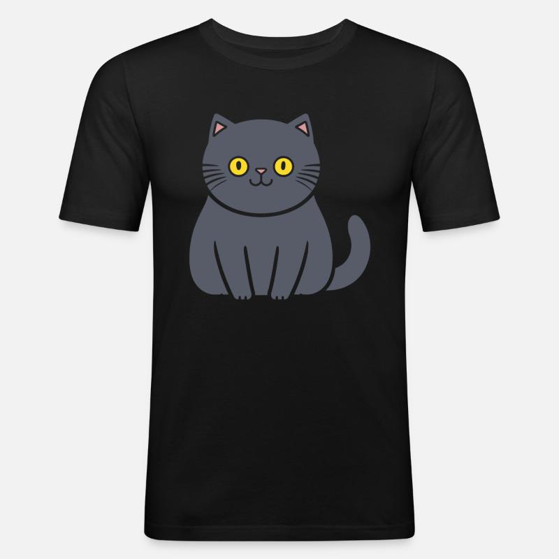 Chartreux kleine Katze - Männer Slim Fit T-Shirt - Schwarz