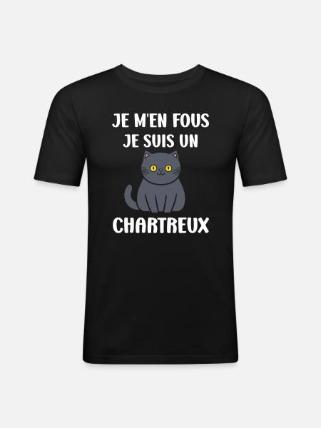 Humour chat chartreux - T-shirt près du corps Homme - noir