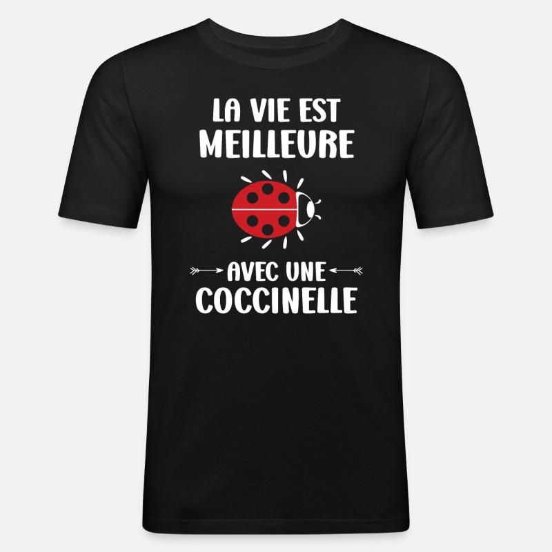 amour Coccinelle - T-shirt près du corps Homme - noir
