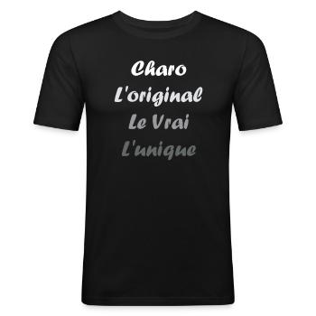 L'original le vrai l'unique charo - T-shirt près du corps Homme - noir - Devant - Nik (191cm)