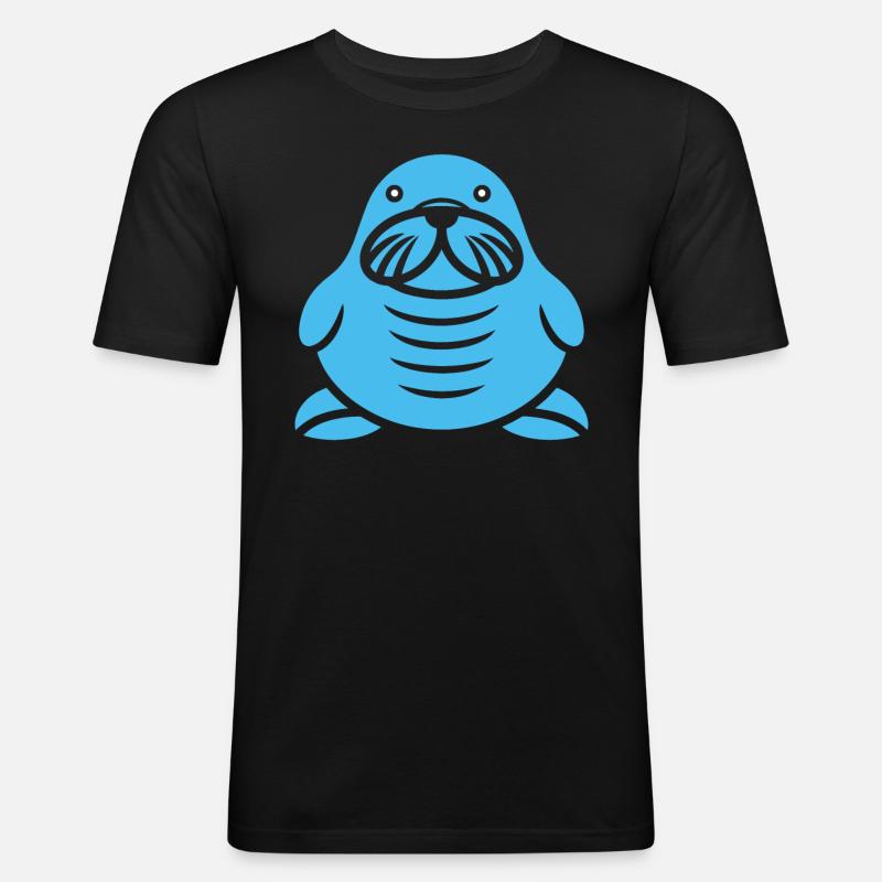 Walross - Männer Slim Fit T-Shirt - Schwarz