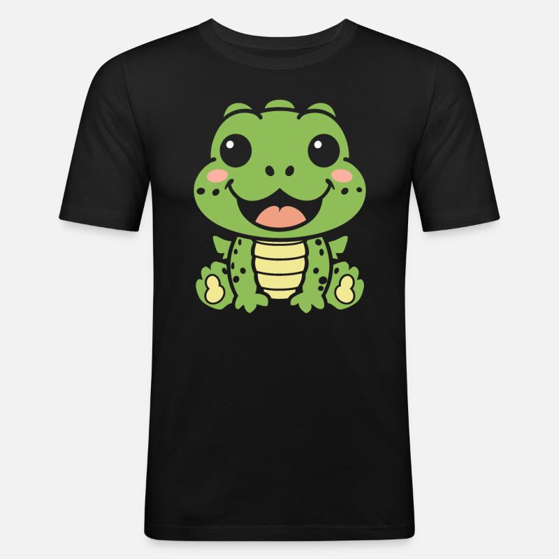 Krokodil - Männer Slim Fit T-Shirt - Schwarz