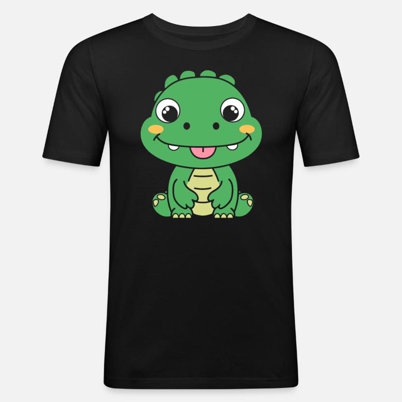 Krokodil - Männer Slim Fit T-Shirt - Schwarz