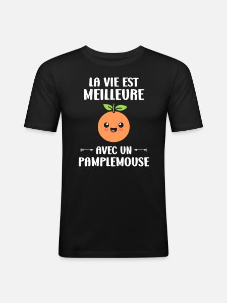 Humour Pamplemousse - T-shirt près du corps Homme - noir