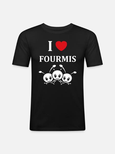 Humour fourmis - T-shirt près du corps Homme - noir