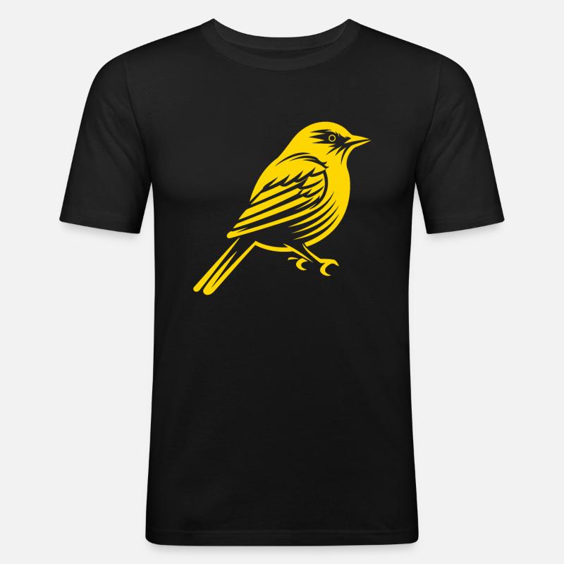 Kanarienvogel - Männer Slim Fit T-Shirt - Schwarz