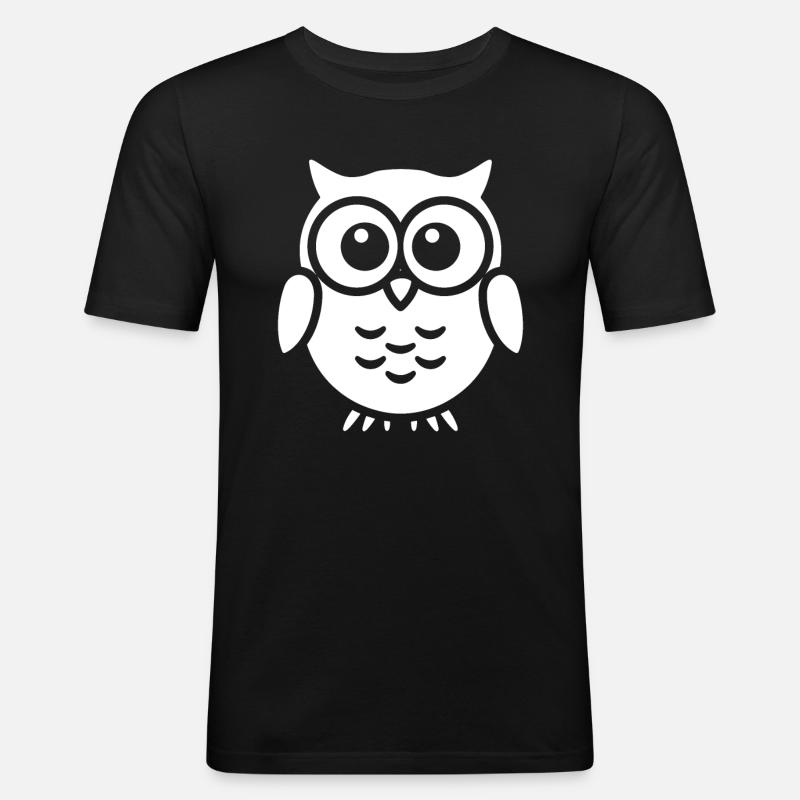 Eule - Männer Slim Fit T-Shirt - Schwarz