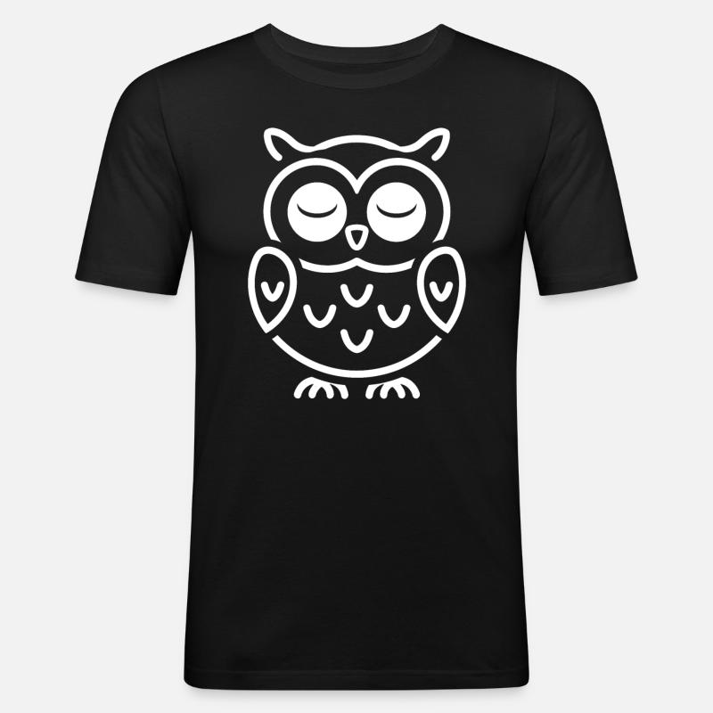 Eule - Männer Slim Fit T-Shirt - Schwarz