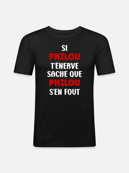 Philou - T-shirt près du corps Homme - noir
