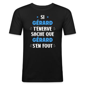 Gérard - T-shirt près du corps Homme - noir - Devant - Nik (191cm)