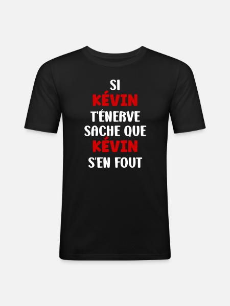 kévin - T-shirt près du corps Homme - noir
