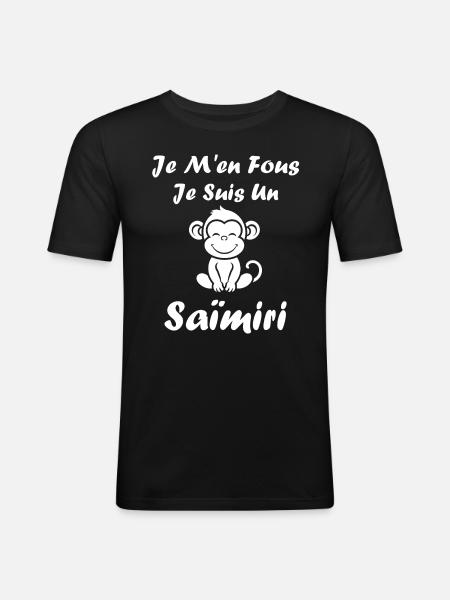 Singe Saïmiri - T-shirt près du corps Homme - noir