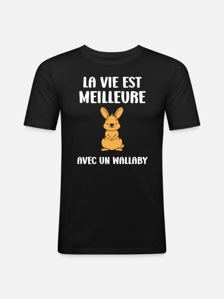 Wallaby - T-shirt près du corps Homme - noir