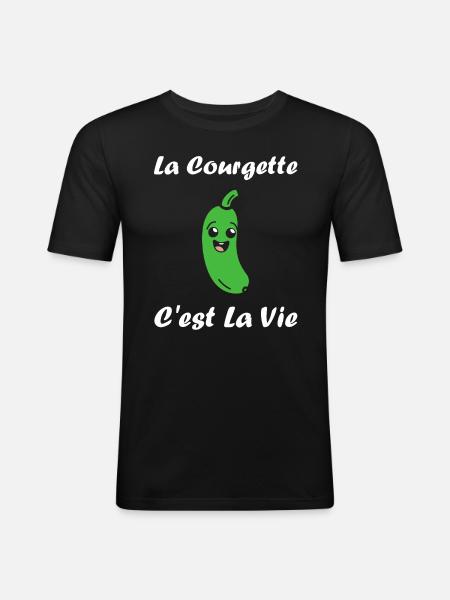 courgette - T-shirt près du corps Homme - noir