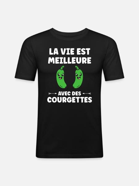 courgette - T-shirt près du corps Homme - noir
