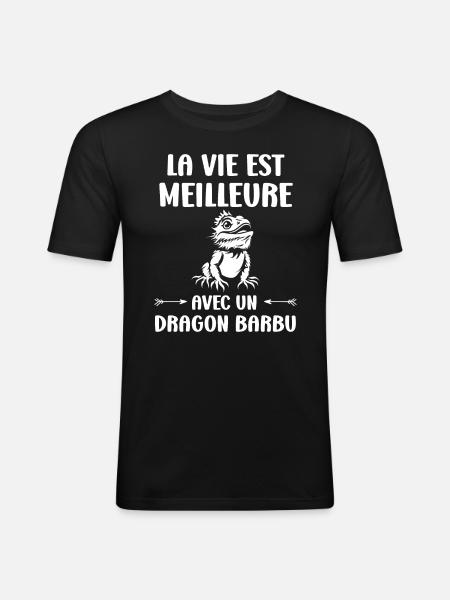 Dragon barbu - T-shirt près du corps Homme - noir