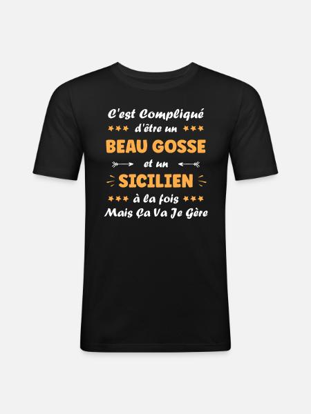 Sicilien - T-shirt près du corps Homme - noir