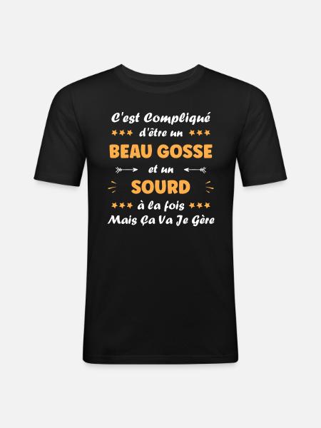 sourd - T-shirt près du corps Homme - noir