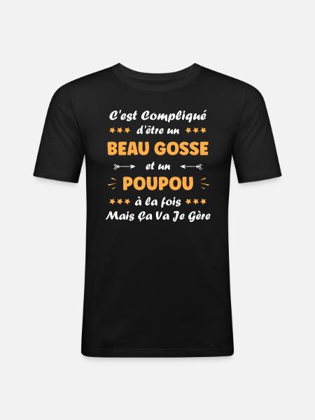 poupou - T-shirt près du corps Homme - noir