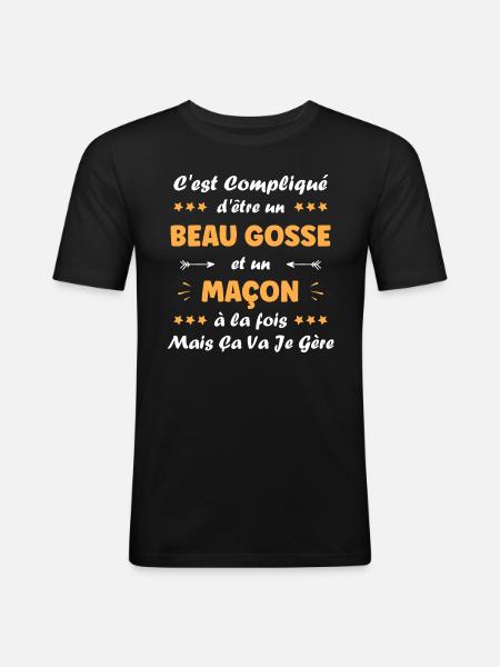 maçon - T-shirt près du corps Homme - noir