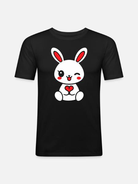 Petit bébé lapin - T-shirt près du corps Homme - noir