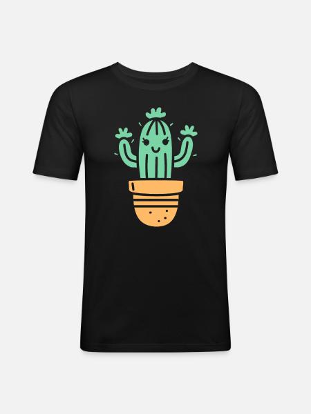 Cactus - T-shirt près du corps Homme - noir