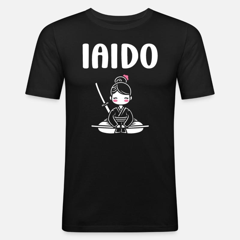 iaido - Männer Slim Fit T-Shirt - Schwarz