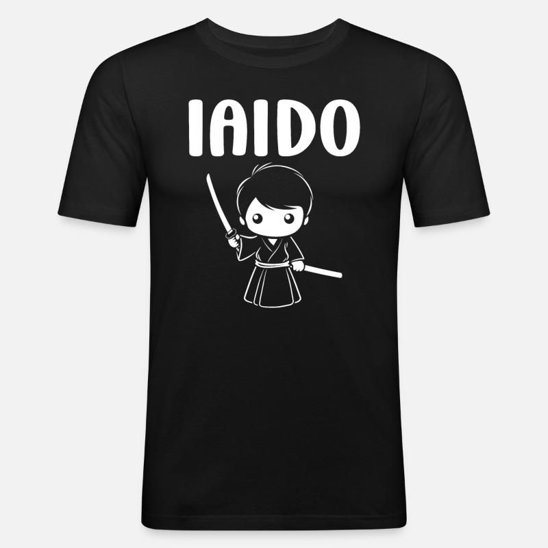 iaido - Männer Slim Fit T-Shirt - Schwarz