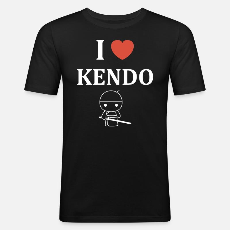 KENDO - Männer Slim Fit T-Shirt - Schwarz