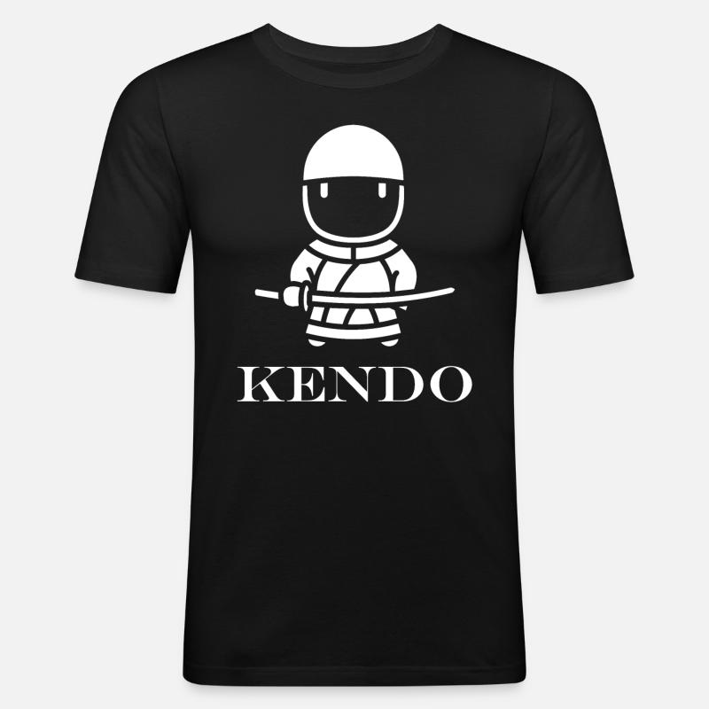 KENDO - Männer Slim Fit T-Shirt - Schwarz