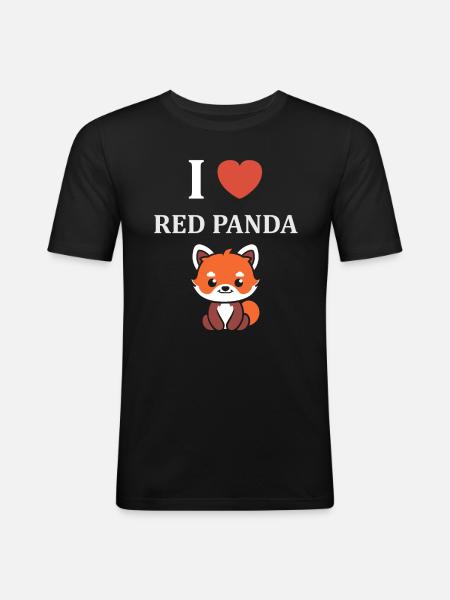 Panda roux - T-shirt près du corps Homme - noir