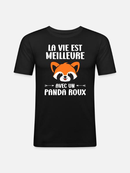 Panda roux - T-shirt près du corps Homme - noir