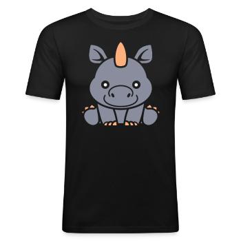 Nashorn - Männer Slim Fit T-Shirt - Schwarz - Vorne - Nik (191cm)
