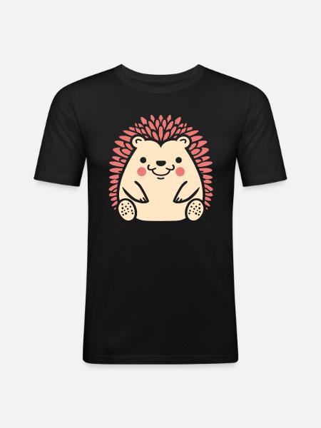 Igel - Männer Slim Fit T-Shirt - Schwarz