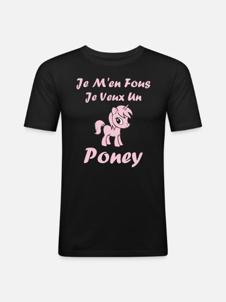 Humour poney - T-shirt près du corps Homme - noir